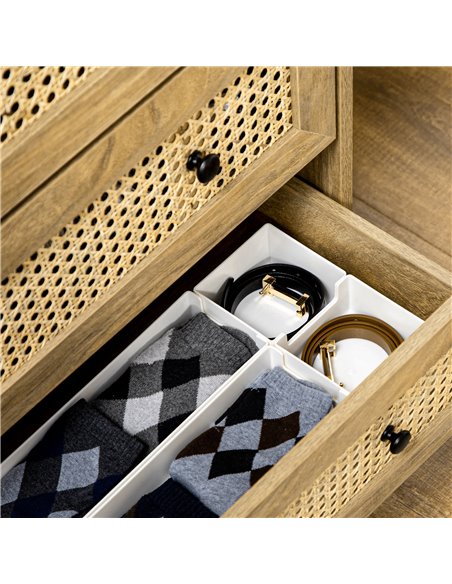 HOMCOM Storage Cabinet, 4-Drawer Unit with Rattan Element for Bedroom, Living Room, 80cmx35cmx95cm, Wood Effect 831-602V00ND - pic 90909 | FastDaddyshop