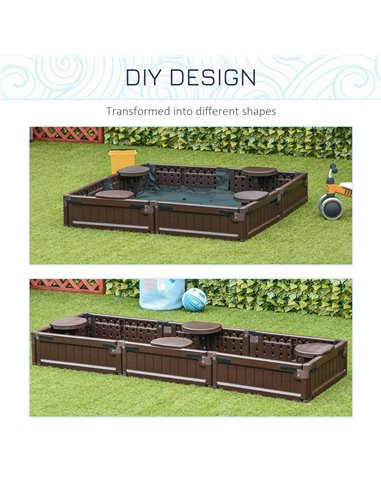 Outsunny Kids Outdoor Sandbox w/ Waterproof Oxford Canopy Bottom Fabric Liner Children Playset for 3-12 years old Backyard Brown