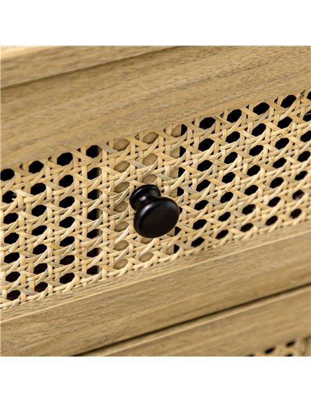 HOMCOM Storage Cabinet, 4-Drawer Unit with Rattan Element for Bedroom, Living Room, 80cmx35cmx95cm, Wood Effect 831-602V00ND - pic 90910 | FastDaddyshop