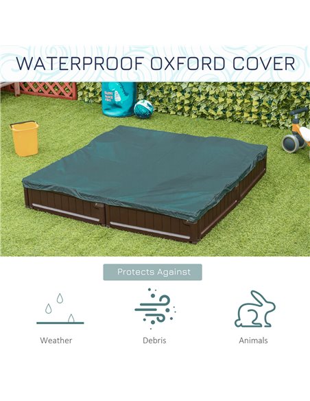 Outsunny Kids Outdoor Sandbox w/ Waterproof Oxford Canopy Bottom Fabric Liner Children Playset for 3-12 years old Backyard Brown - pic 9092 | FastDaddyshop