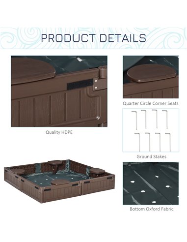 Outsunny Kids Outdoor Sandbox w/ Waterproof Oxford Canopy Bottom Fabric Liner Children Playset for 3-12 years old Backyard Brown