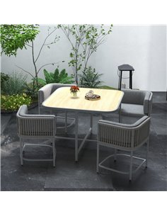Outsunny 5 Pieces PE Rattan Dining Sets with Cushions, Space-saving Design Rattan Cube Garden Furniture with Stone Composite Boa 2