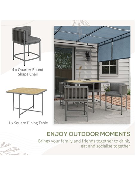 Outsunny 5 Pieces PE Rattan Dining Sets with Cushions, Space-saving Design Rattan Cube Garden Furniture with Stone Composite Boa - pic 90950 | FastDaddyshop