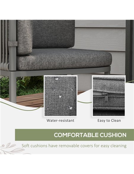 Outsunny 5 Pieces PE Rattan Dining Sets with Cushions, Space-saving Design Rattan Cube Garden Furniture with Stone Composite Boa - pic 90951 | FastDaddyshop