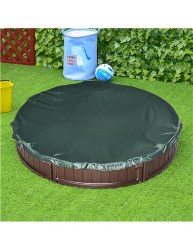 Outsunny Kids Outdoor Round Sandbox w/ Waterproof Oxford Canopy Bottom Fabric Liner Children Playset for 3-12 years old Backyard