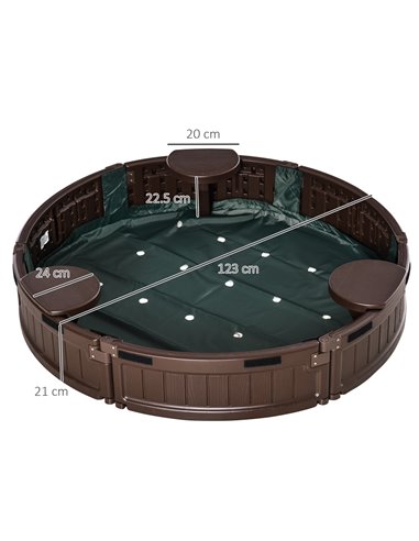 Outsunny Kids Outdoor Round Sandbox w/ Waterproof Oxford Canopy Bottom Fabric Liner Children Playset for 3-12 years old Backyard