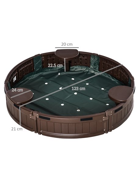 Outsunny Kids Outdoor Round Sandbox w/ Waterproof Oxford Canopy Bottom Fabric Liner Children Playset for 3-12 years old Backyard - pic 9098 | FastDaddyshop