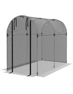 Outsunny Galvanised Steel Fruit Cage, Plant Protection Tent with Zipped Door, 1.2 x 2.4 x 1.9m, Black 84H-025V01BK