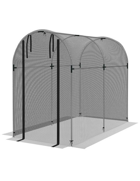 Outsunny Galvanised Steel Fruit Cage, Plant Protection Tent with Zipped Door, 1.2 x 2.4 x 1.9m, Black 84H-025V01BK - pic 90983 | FastDaddyshop
