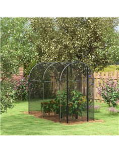 Outsunny Galvanised Steel Fruit Cage, Plant Protection Tent with Zipped Door, 1.2 x 2.4 x 1.9m, Black 84H-025V01BK 2