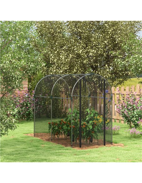 Outsunny Galvanised Steel Fruit Cage, Plant Protection Tent with Zipped Door, 1.2 x 2.4 x 1.9m, Black 84H-025V01BK - pic 90984 | FastDaddyshop