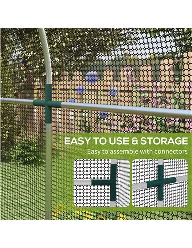 Outsunny Galvanised Steel Fruit Cage, Plant Protection Tent with Zipped Door, 1.2 x 2.4 x 1.9m, Black 84H-025V01BK