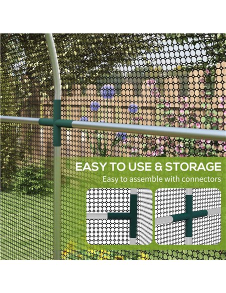 Outsunny Galvanised Steel Fruit Cage, Plant Protection Tent with Zipped Door, 1.2 x 2.4 x 1.9m, Black 84H-025V01BK - pic 90987 | FastDaddyshop