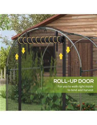 Outsunny Galvanised Steel Fruit Cage, Plant Protection Tent with Zipped Door, 1.2 x 2.4 x 1.9m, Black 84H-025V01BK