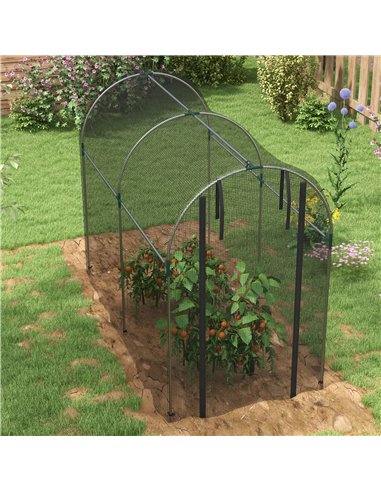 Outsunny Galvanised Steel Fruit Cage, Plant Protection Tent with Zipped Door, 1.2 x 2.4 x 1.9m, Black 84H-025V01BK