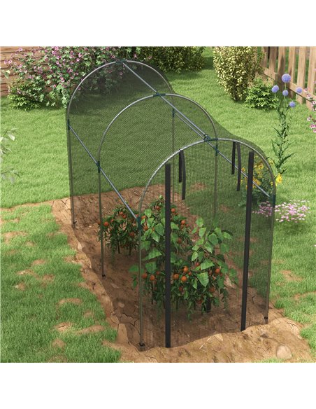 Outsunny Galvanised Steel Fruit Cage, Plant Protection Tent with Zipped Door, 1.2 x 2.4 x 1.9m, Black 84H-025V01BK - pic 90990 | FastDaddyshop