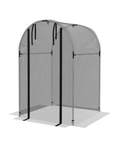 Outsunny Galvanised Steel Fruit Cage, Plant Protection Tent with Zipped Door, 1.2 x 1.2 x 1.9m, Black 84H-025V00BK