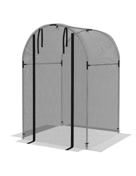 Outsunny Galvanised Steel Fruit Cage, Plant Protection Tent with Zipped Door, 1.2 x 1.2 x 1.9m, Black 84H-025V00BK - pic 90992 | FastDaddyshop