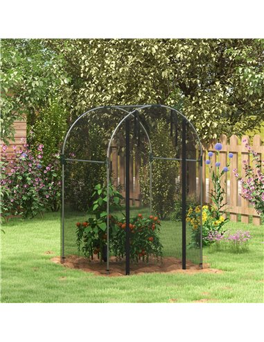 Outsunny Galvanised Steel Fruit Cage, Plant Protection Tent with Zipped Door, 1.2 x 1.2 x 1.9m, Black 84H-025V00BK