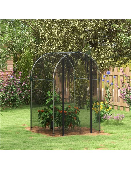 Outsunny Galvanised Steel Fruit Cage, Plant Protection Tent with Zipped Door, 1.2 x 1.2 x 1.9m, Black 84H-025V00BK - pic 90993 | FastDaddyshop