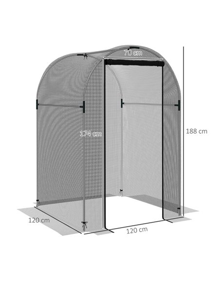 Outsunny Galvanised Steel Fruit Cage, Plant Protection Tent with Zipped Door, 1.2 x 1.2 x 1.9m, Black 84H-025V00BK - pic 90994 | FastDaddyshop