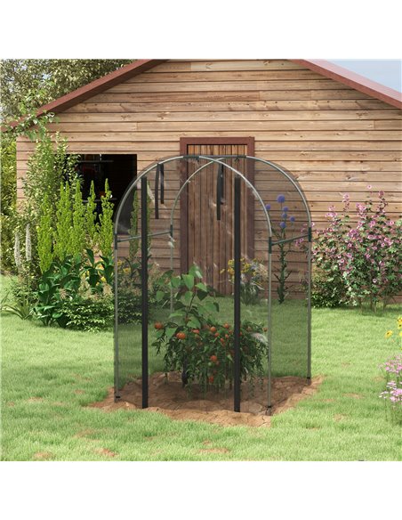 Outsunny Galvanised Steel Fruit Cage, Plant Protection Tent with Zipped Door, 1.2 x 1.2 x 1.9m, Black 84H-025V00BK - pic 90999 | FastDaddyshop