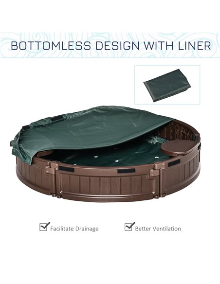 Outsunny Kids Outdoor Round Sandbox w/ Waterproof Oxford Canopy Bottom Fabric Liner Children Playset for 3-12 years old Backyard - pic 9100 | FastDaddyshop