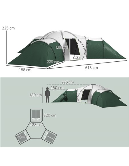Outsunny 6-9 Man Tent with Bedrooms and Living Room, Accessories Included A20-351V00GN - pic 91003 | FastDaddyshop