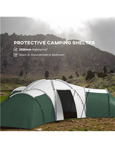 Outsunny 6-9 Man Tent with Bedrooms and Living Room, Accessories Included A20-351V00GN