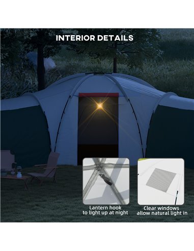 Outsunny 6-9 Man Tent with Bedrooms and Living Room, Accessories Included A20-351V00GN