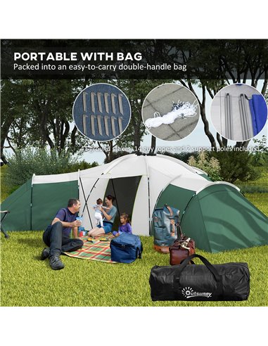 Outsunny 6-9 Man Tent with Bedrooms and Living Room, Accessories Included A20-351V00GN
