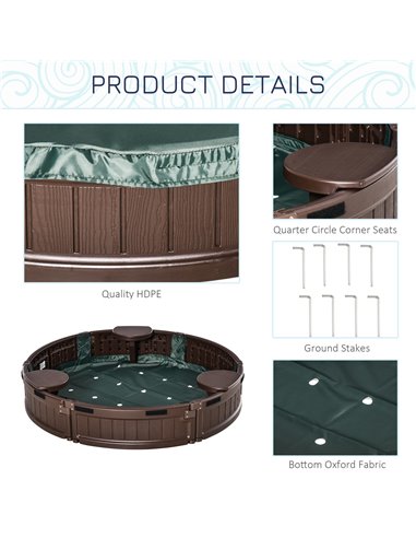 Outsunny Kids Outdoor Round Sandbox w/ Waterproof Oxford Canopy Bottom Fabric Liner Children Playset for 3-12 years old Backyard