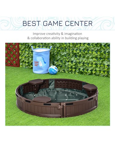 Outsunny Kids Outdoor Round Sandbox w/ Waterproof Oxford Canopy Bottom Fabric Liner Children Playset for 3-12 years old Backyard