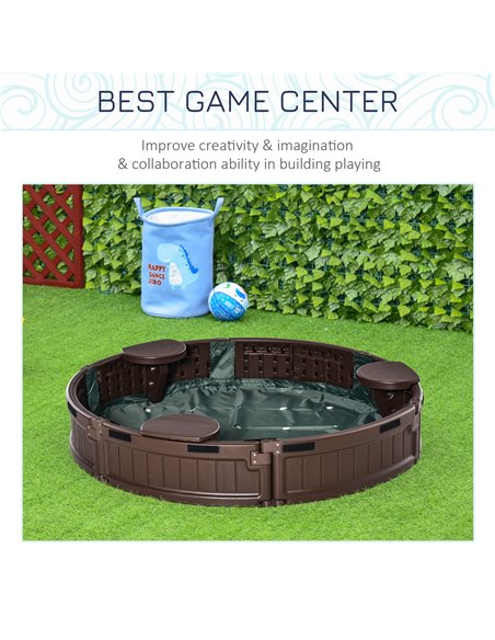 Outsunny Kids Outdoor Round Sandbox w/ Waterproof Oxford Canopy Bottom Fabric Liner Children Playset for 3-12 years old Backyard - pic 9102 | FastDaddyshop