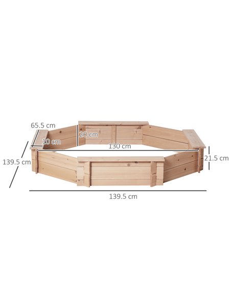 Outsunny Kids Wooden Octagon Sandbox, Outdoor Children Playset for Backyard, with polyester Cover for 3-8 years old, 139.5 x 139 - pic 9106 | FastDaddyshop