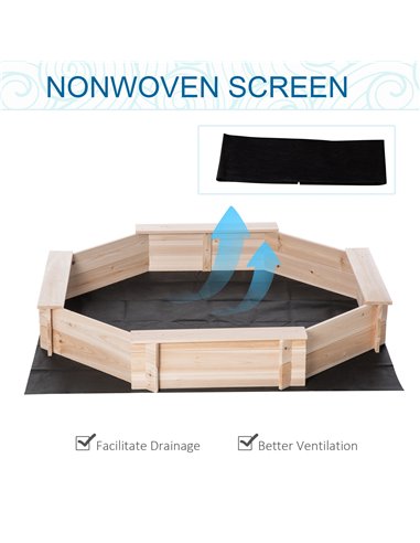 Outsunny Kids Wooden Octagon Sandbox, Outdoor Children Playset for Backyard, with polyester Cover for 3-8 years old, 139.5 x 139