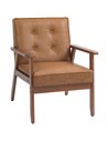 Retro-Style Accent Chair, HOMCOM Armchair with Faux Leather Seat - Brown 833-664V72BN