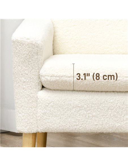 HOMCOM Modern Armchair, Upholstered Accent Chair with Wood Legs and Wide Padded Seat, Teddy Occasional Chair, Cream White 83B-01 - pic 91115 | FastDaddyshop