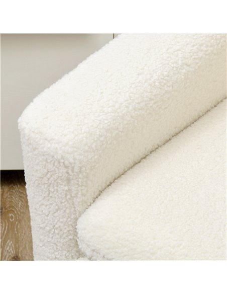 HOMCOM Modern Armchair, Upholstered Accent Chair with Wood Legs and Wide Padded Seat, Teddy Occasional Chair, Cream White 83B-01 - pic 91116 | FastDaddyshop