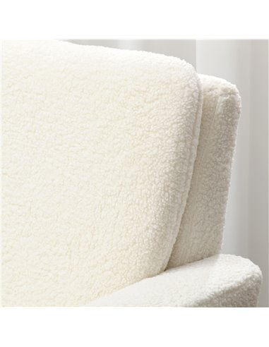 HOMCOM Modern Armchair, Upholstered Accent Chair with Wood Legs and Wide Padded Seat, Teddy Occasional Chair, Cream White 83B-01