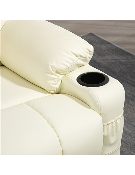 HOMCOM Manual Reclining Chair, Recliner Armchair with Swivel, Faux Leather, Footrest, Cup Holders, 86x93x102cm, Cream 839-638V70 - pic 91125 | FastDaddyshop