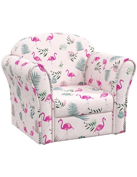AIYAPLAY Kids Armchair with Flamingo Design, Wooden Frame, for Bedroom, Playroom, Kids Room, Pink 310-074V70PK - pic 91127 | FastDaddyshop