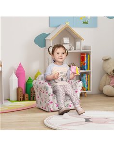AIYAPLAY Kids Armchair with Flamingo Design, Wooden Frame, for Bedroom, Playroom, Kids Room, Pink 310-074V70PK 2