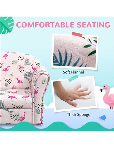 AIYAPLAY Kids Armchair with Flamingo Design, Wooden Frame, for Bedroom, Playroom, Kids Room, Pink 310-074V70PK
