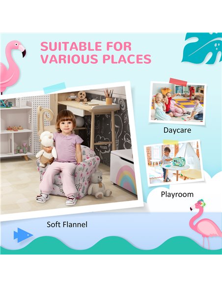 AIYAPLAY Kids Armchair with Flamingo Design, Wooden Frame, for Bedroom, Playroom, Kids Room, Pink 310-074V70PK - pic 91132 | FastDaddyshop