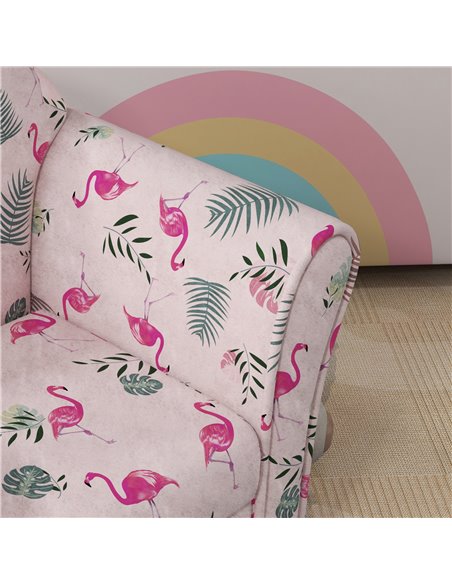 AIYAPLAY Kids Armchair with Flamingo Design, Wooden Frame, for Bedroom, Playroom, Kids Room, Pink 310-074V70PK - pic 91134 | FastDaddyshop