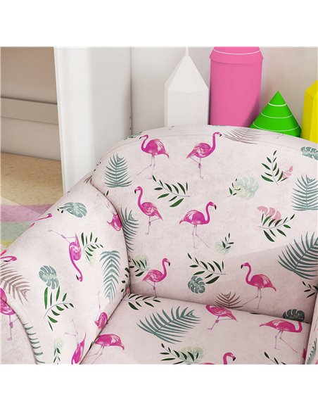 AIYAPLAY Kids Armchair with Flamingo Design, Wooden Frame, for Bedroom, Playroom, Kids Room, Pink 310-074V70PK - pic 91135 | FastDaddyshop