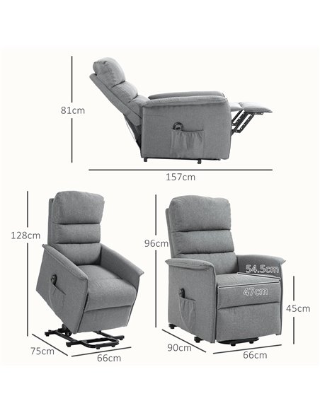 HOMCOM Electric Power Lift Recliner Chair with Spring Pack Seat, Fabric Recliner Armchair for Elderly w/ Footrest, Pockets 713-0 - pic 91147 | FastDaddyshop