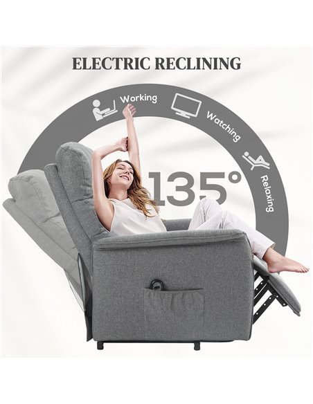 HOMCOM Electric Power Lift Recliner Chair with Spring Pack Seat, Fabric Recliner Armchair for Elderly w/ Footrest, Pockets 713-0 - pic 91149 | FastDaddyshop