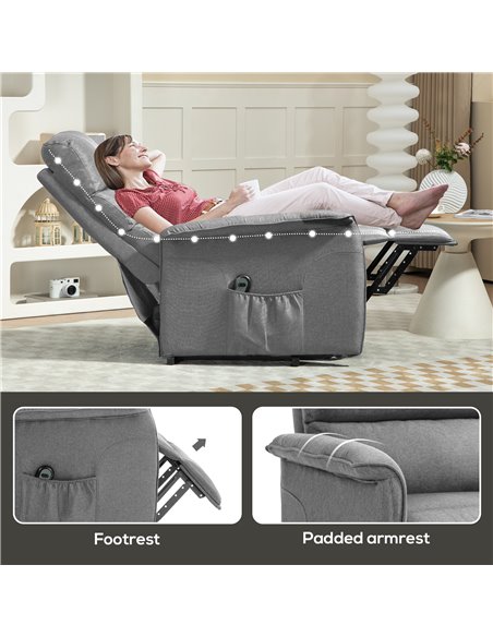 HOMCOM Electric Power Lift Recliner Chair with Spring Pack Seat, Fabric Recliner Armchair for Elderly w/ Footrest, Pockets 713-0 - pic 91152 | FastDaddyshop